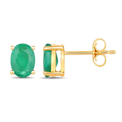 1.44 Carat Genuine Zambian Emerald 10K Yellow Gold Earrings by Bids.com