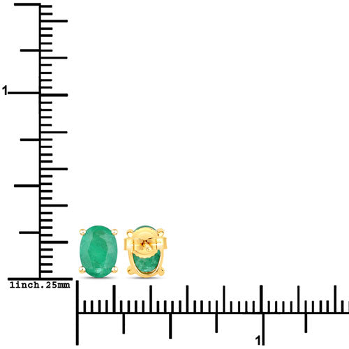 1.44 Carat Genuine Zambian Emerald 10K Yellow Gold Earrings by Bids.com