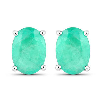1.44 Carat Genuine Zambian Emerald 14K White Gold Earrings  DestGlow