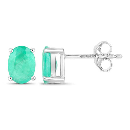 1.44 Carat Genuine Zambian Emerald 14K White Gold Earrings  DestGlow