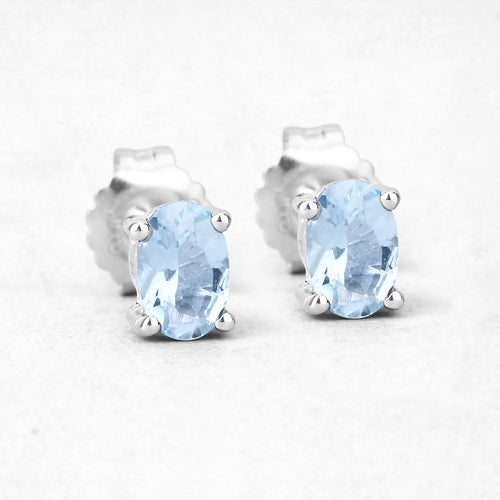 0.72 Carat Genuine Aquamarine .925 Sterling Silver Earrings by Bids.com