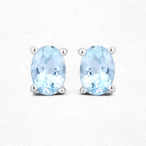 0.72 Carat Genuine Aquamarine .925 Sterling Silver Earrings by Bids.com