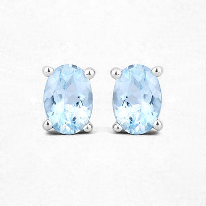 0.72 Carat Genuine Aquamarine .925 Sterling Silver Earrings by Bids.com