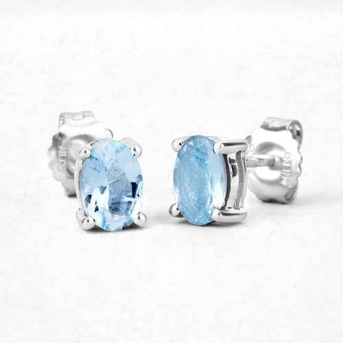 0.72 Carat Genuine Aquamarine .925 Sterling Silver Earrings by Bids.com