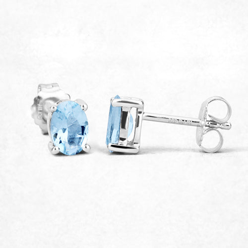 0.72 Carat Genuine Aquamarine .925 Sterling Silver Earrings by Bids.com