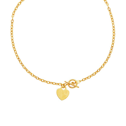 Toggle Necklace with Heart Charm in 14k Yellow Gold by Bids.com