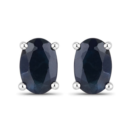 0.96 Carat Genuine Blue Sapphire 10K White Gold Earrings  DestGlow