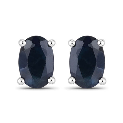 0.96 Carat Genuine Blue Sapphire 10K White Gold Earrings  DestGlow