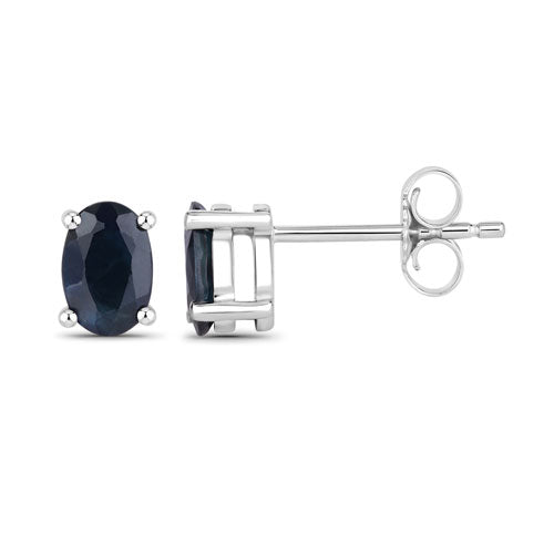 0.96 Carat Genuine Blue Sapphire 10K White Gold Earrings  DestGlow