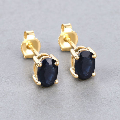 0.96 Carat Genuine Blue Sapphire 10K Yellow Gold Earrings  DestGlow