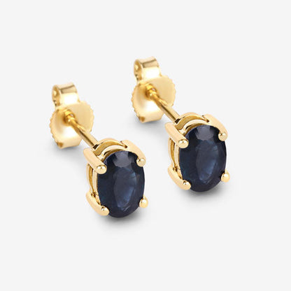 0.96 Carat Genuine Blue Sapphire 10K Yellow Gold Earrings  DestGlow