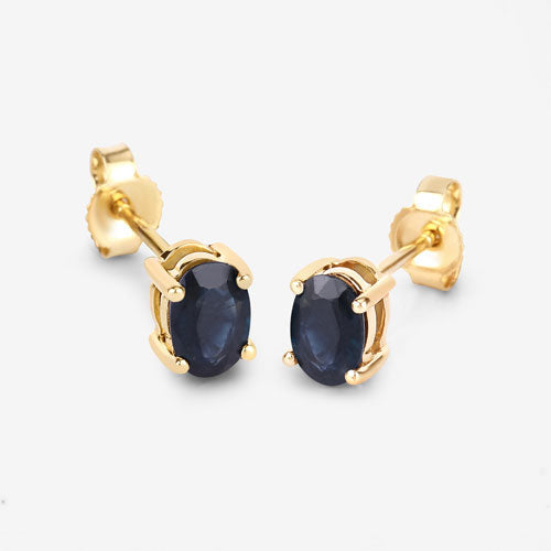 0.96 Carat Genuine Blue Sapphire 10K Yellow Gold Earrings  DestGlow