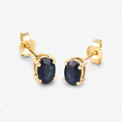 0.96 Carat Genuine Blue Sapphire 10K Yellow Gold Earrings  DestGlow