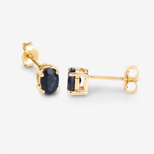 0.96 Carat Genuine Blue Sapphire 10K Yellow Gold Earrings  DestGlow