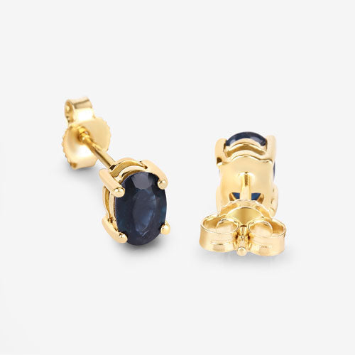 0.96 Carat Genuine Blue Sapphire 10K Yellow Gold Earrings  DestGlow