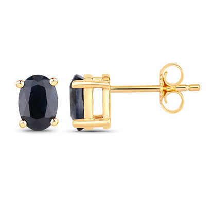 0.96 Carat Genuine Blue Sapphire 10K Yellow Gold Earrings  DestGlow