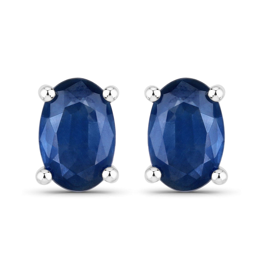 1.04 Carat Genuine Blue Sapphire 14K White Gold Earrings 