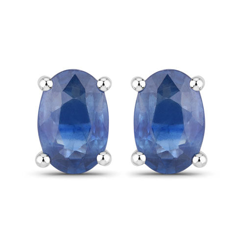 0.96 Carat Genuine Blue Sapphire 14K White Gold Earrings  DestGlow
