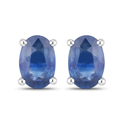 0.96 Carat Genuine Blue Sapphire 14K White Gold Earrings  DestGlow