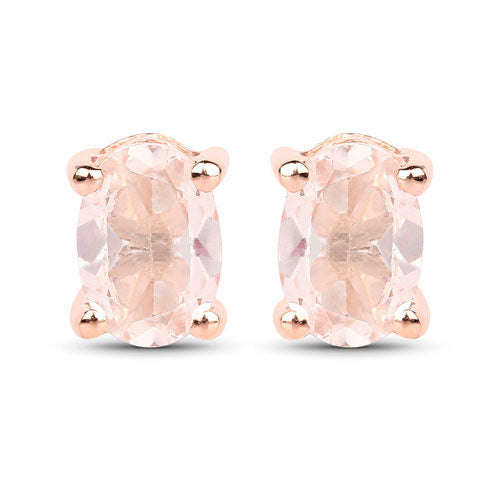 18K Rose Gold Plated 0.80 Carat Genuine Morganite .925 Sterling Silver Earrings  DestGlow