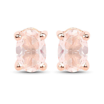 18K Rose Gold Plated 0.80 Carat Genuine Morganite .925 Sterling Silver Earrings  DestGlow