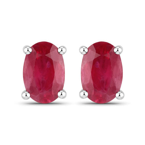 1.04 Carat Genuine Ruby 10K White Gold Earrings  DestGlow