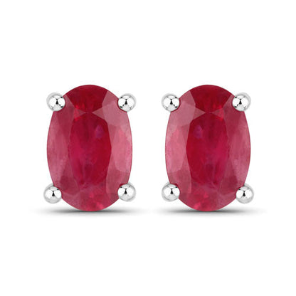 1.04 Carat Genuine Ruby 10K White Gold Earrings  DestGlow