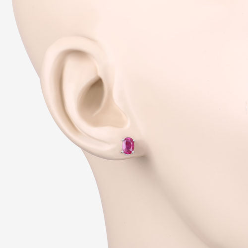 1.04 Carat Genuine Ruby 10K White Gold Earrings  DestGlow