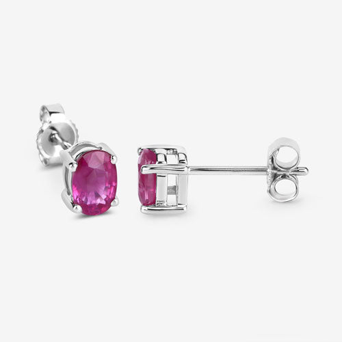 1.04 Carat Genuine Ruby 10K White Gold Earrings  DestGlow