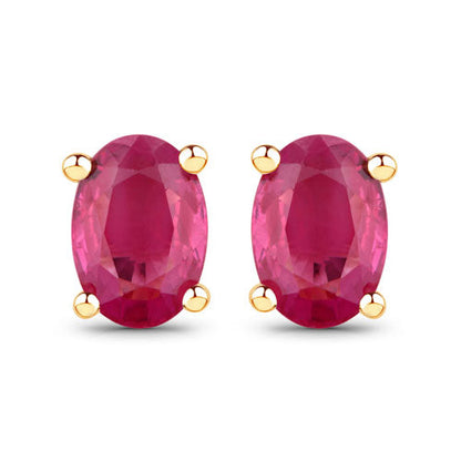 1.04 Carat Genuine Ruby 10K Yellow Gold Earrings by Bids.com