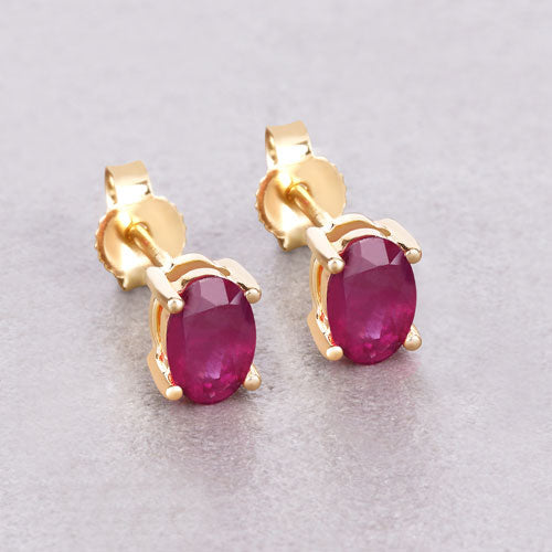 1.04 Carat Genuine Ruby 10K Yellow Gold Earrings by Bids.com