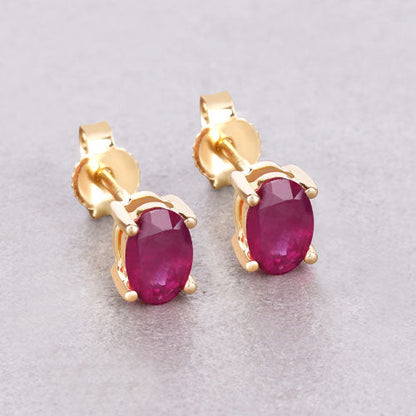 1.04 Carat Genuine Ruby 10K Yellow Gold Earrings by Bids.com