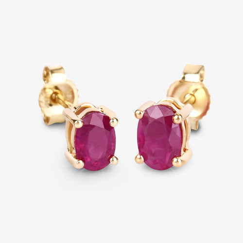 1.04 Carat Genuine Ruby 10K Yellow Gold Earrings by Bids.com