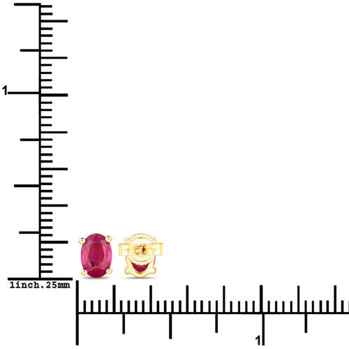 1.04 Carat Genuine Ruby 10K Yellow Gold Earrings by Bids.com