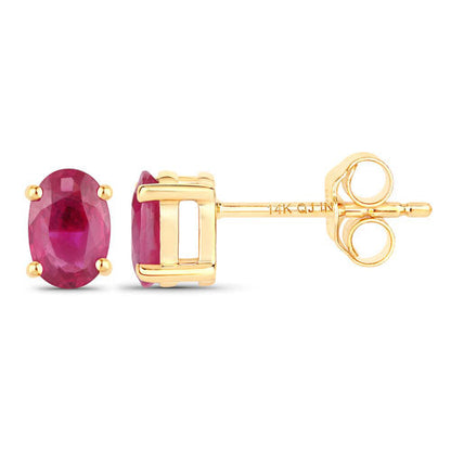 1.04 Carat Genuine Ruby 14K Yellow Gold Earrings  DestGlow