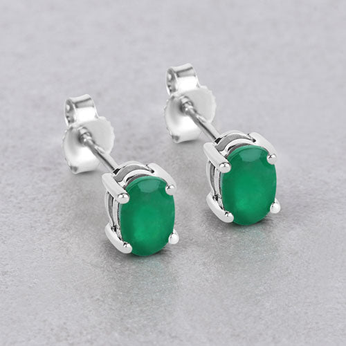 0.88 Carat Genuine Zambian Emerald 10K White Gold Earrings  DestGlow