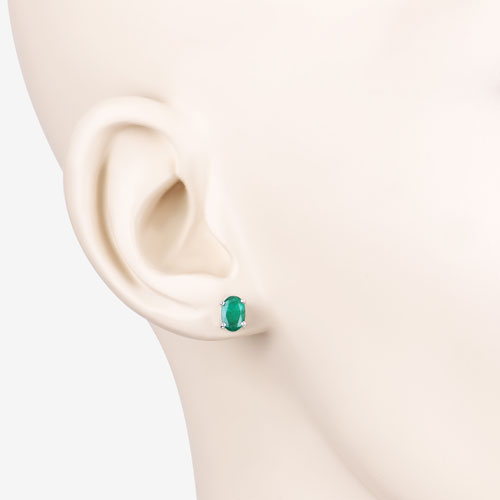 0.88 Carat Genuine Zambian Emerald 10K White Gold Earrings  DestGlow