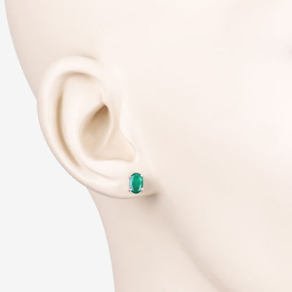 0.88 Carat Genuine Zambian Emerald 10K White Gold Earrings  DestGlow