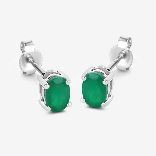 0.88 Carat Genuine Zambian Emerald 10K White Gold Earrings  DestGlow