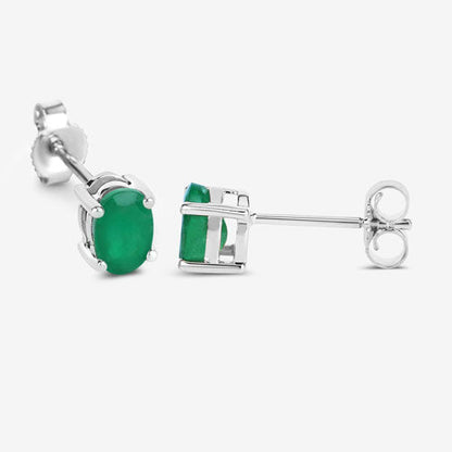 0.88 Carat Genuine Zambian Emerald 10K White Gold Earrings  DestGlow
