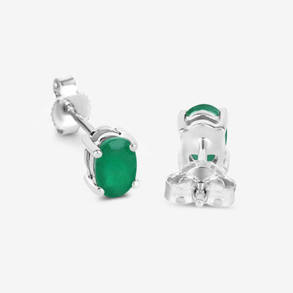 0.88 Carat Genuine Zambian Emerald 10K White Gold Earrings  DestGlow