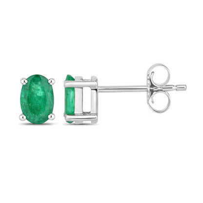 0.88 Carat Genuine Zambian Emerald 10K White Gold Earrings  DestGlow