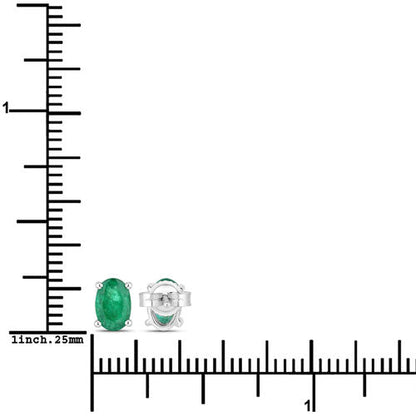 0.88 Carat Genuine Zambian Emerald 10K White Gold Earrings  DestGlow