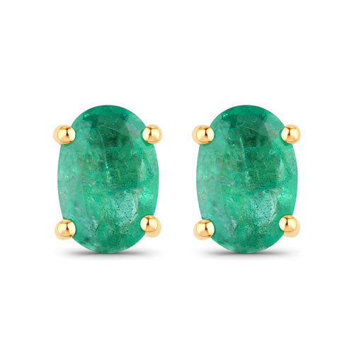 0.88 Carat Genuine Zambian Emerald 10K Yellow Gold Earrings by Bids.com
