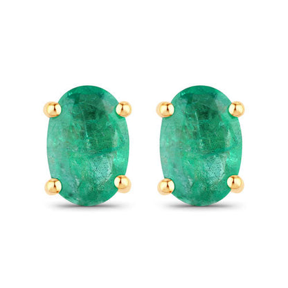 0.88 Carat Genuine Zambian Emerald 10K Yellow Gold Earrings by Bids.com