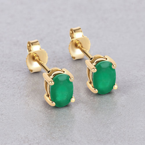 0.88 Carat Genuine Zambian Emerald 10K Yellow Gold Earrings by Bids.com
