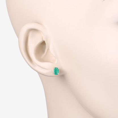0.88 Carat Genuine Zambian Emerald 10K Yellow Gold Earrings by Bids.com