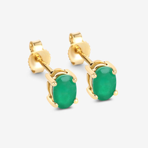 0.88 Carat Genuine Zambian Emerald 10K Yellow Gold Earrings by Bids.com