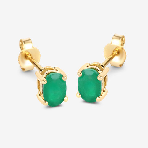 0.88 Carat Genuine Zambian Emerald 10K Yellow Gold Earrings by Bids.com