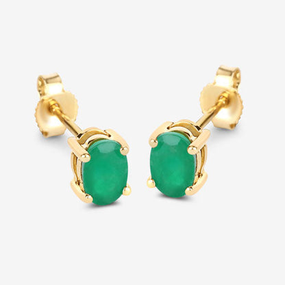 0.88 Carat Genuine Zambian Emerald 10K Yellow Gold Earrings by Bids.com
